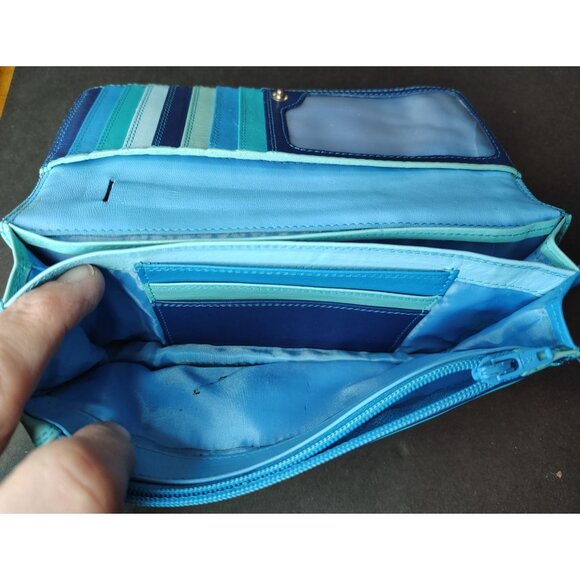 Mywalit Multi-Shade Blue Leather Wallet, NO Pen, Snap, Zip Close - Picture 6 of 6